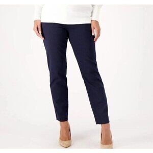 Dennis Basso Petite Woven Jacquard Slim Leg Pants Ink Petite 20